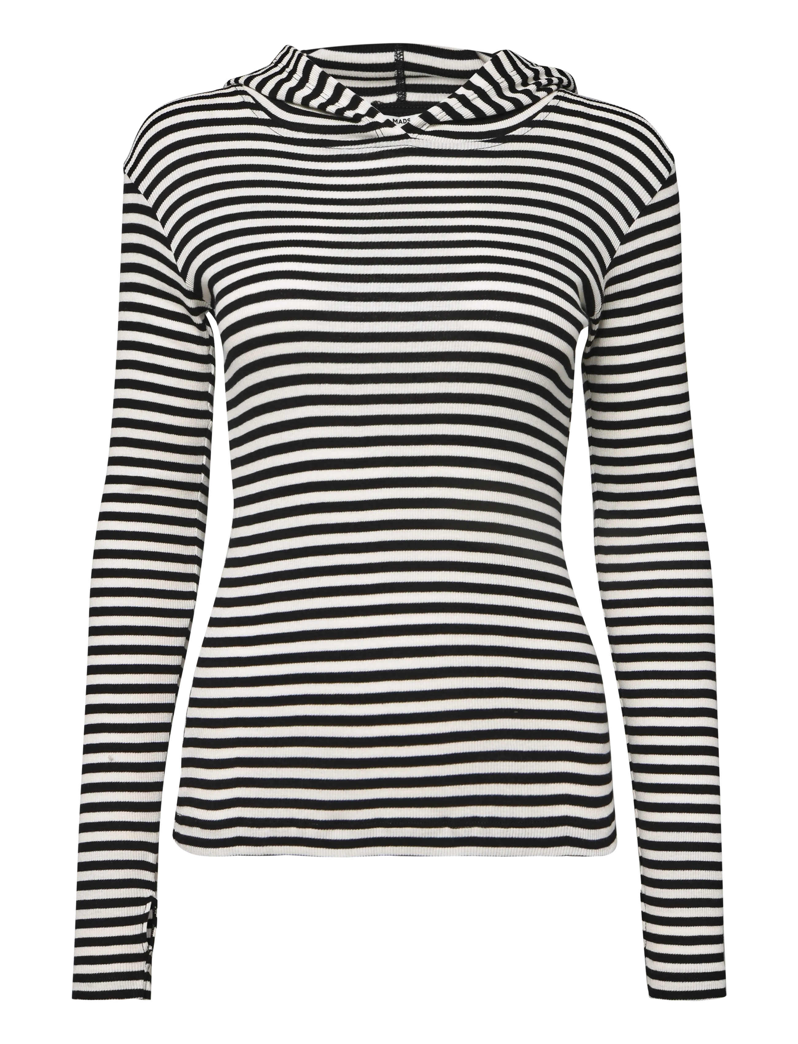 Mads Nørgaard 2x2 Cotton Stripe Tutti Hood - Tänavastiil - BLACK/VANILLA ICE / black