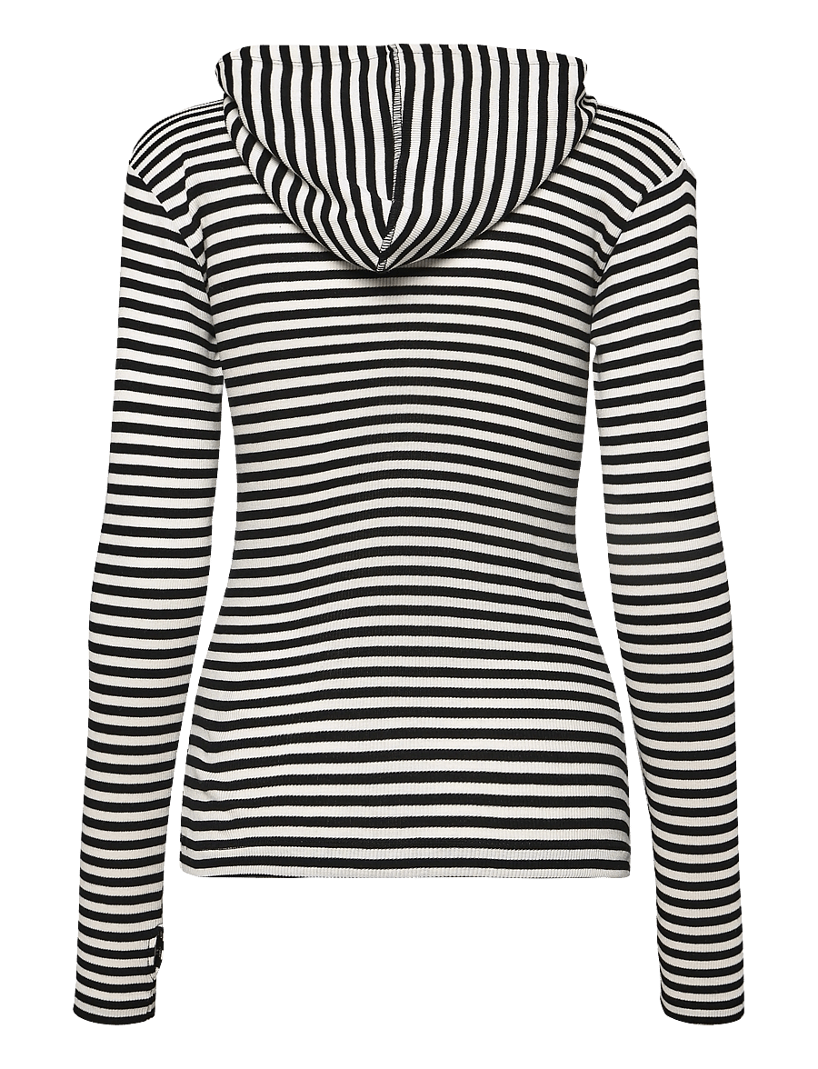 Mads Nørgaard - 2x2 Cotton Stripe Tutti Hood - kapuutsiga pusad - black/vanilla ice - 1