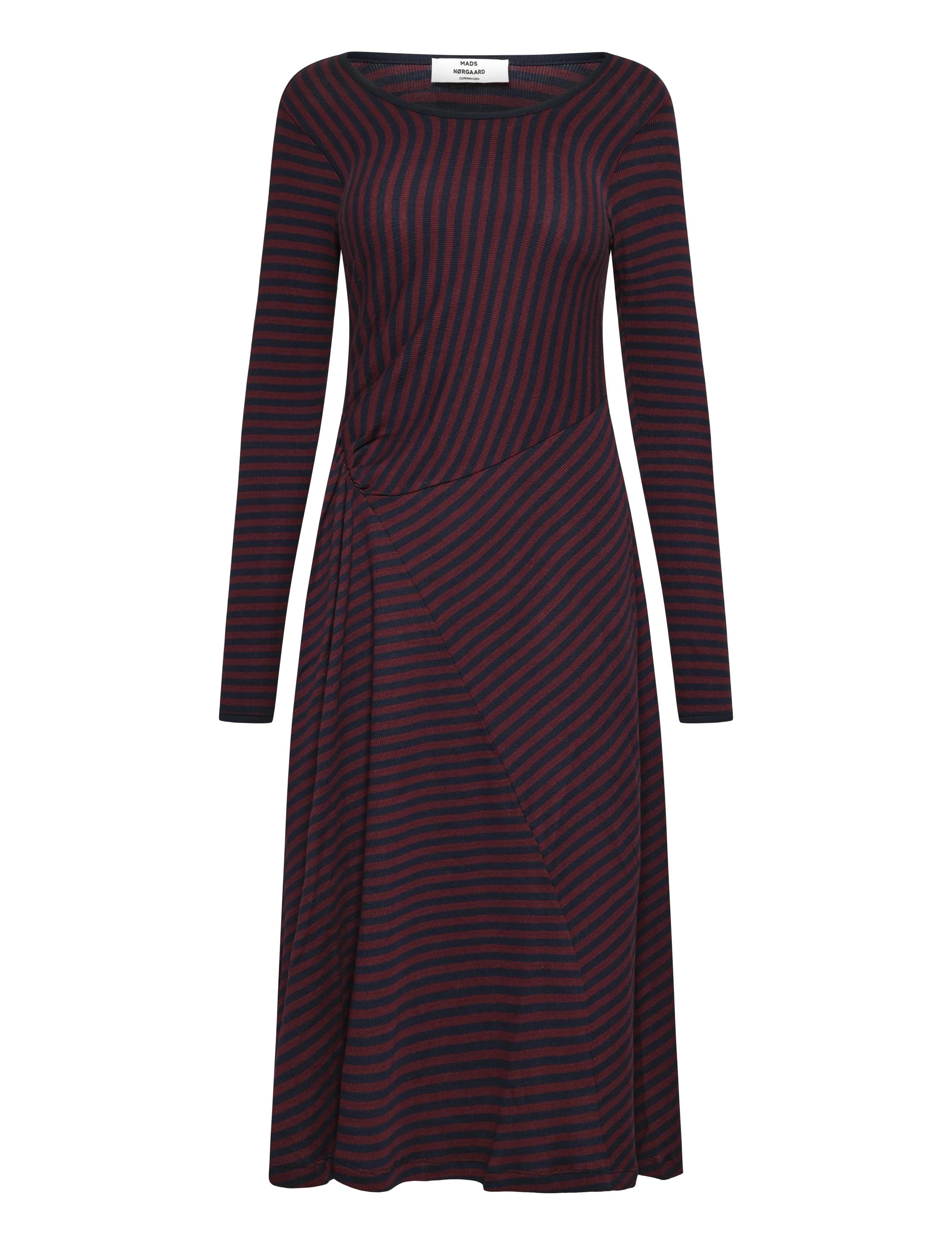 Mads Nørgaard - 2x2 Cotton Stripe Severa Dress - midi kjoler - sky captain/winetasting - 1