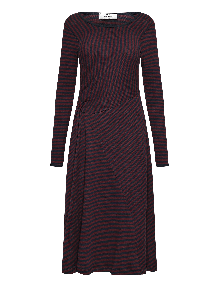 Mads Nørgaard - 2x2 Cotton Stripe Severa Dress - midi kjoler - sky captain/winetasting - 1