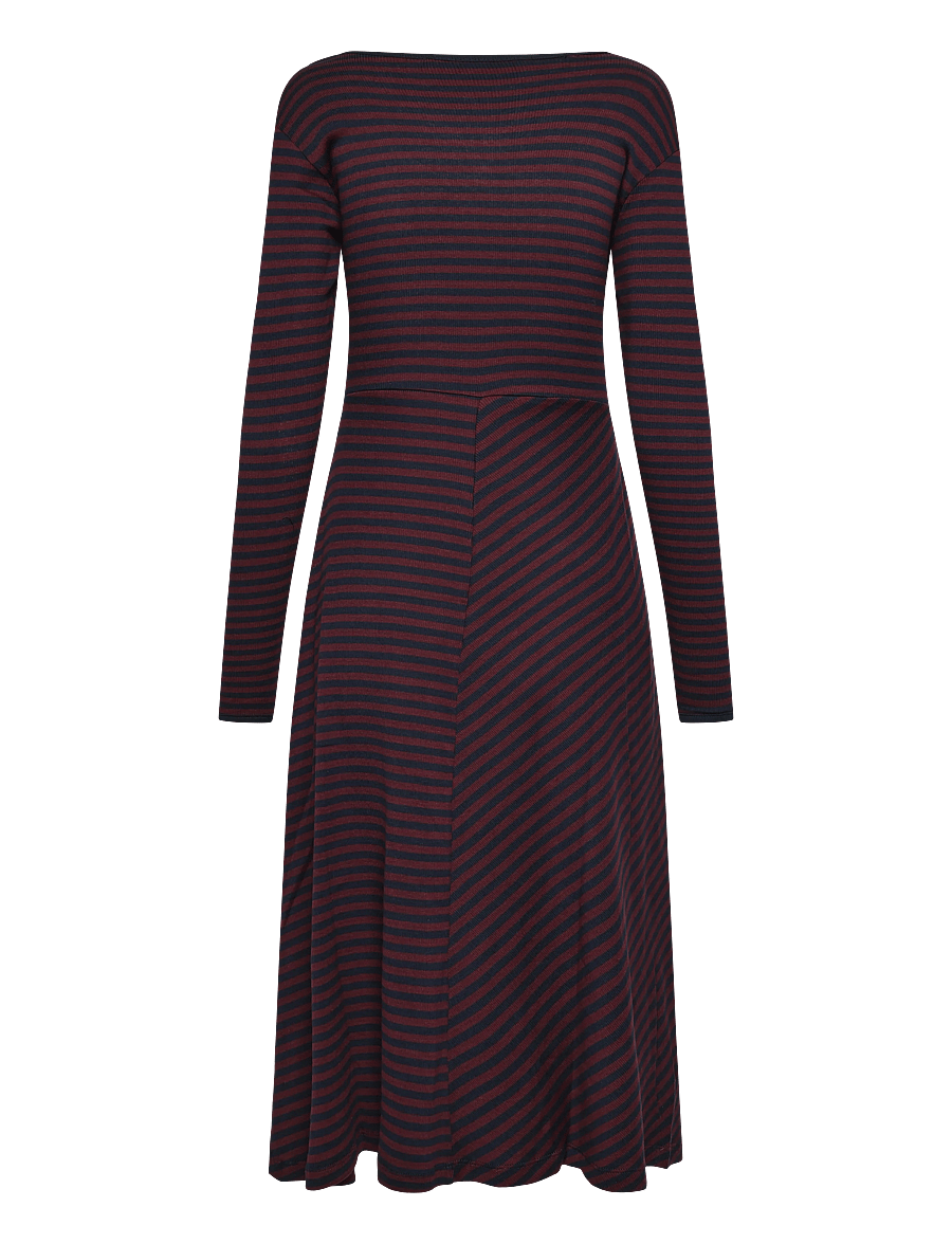 Mads Nørgaard - 2x2 Cotton Stripe Severa Dress - midi kjoler - sky captain/winetasting - 2