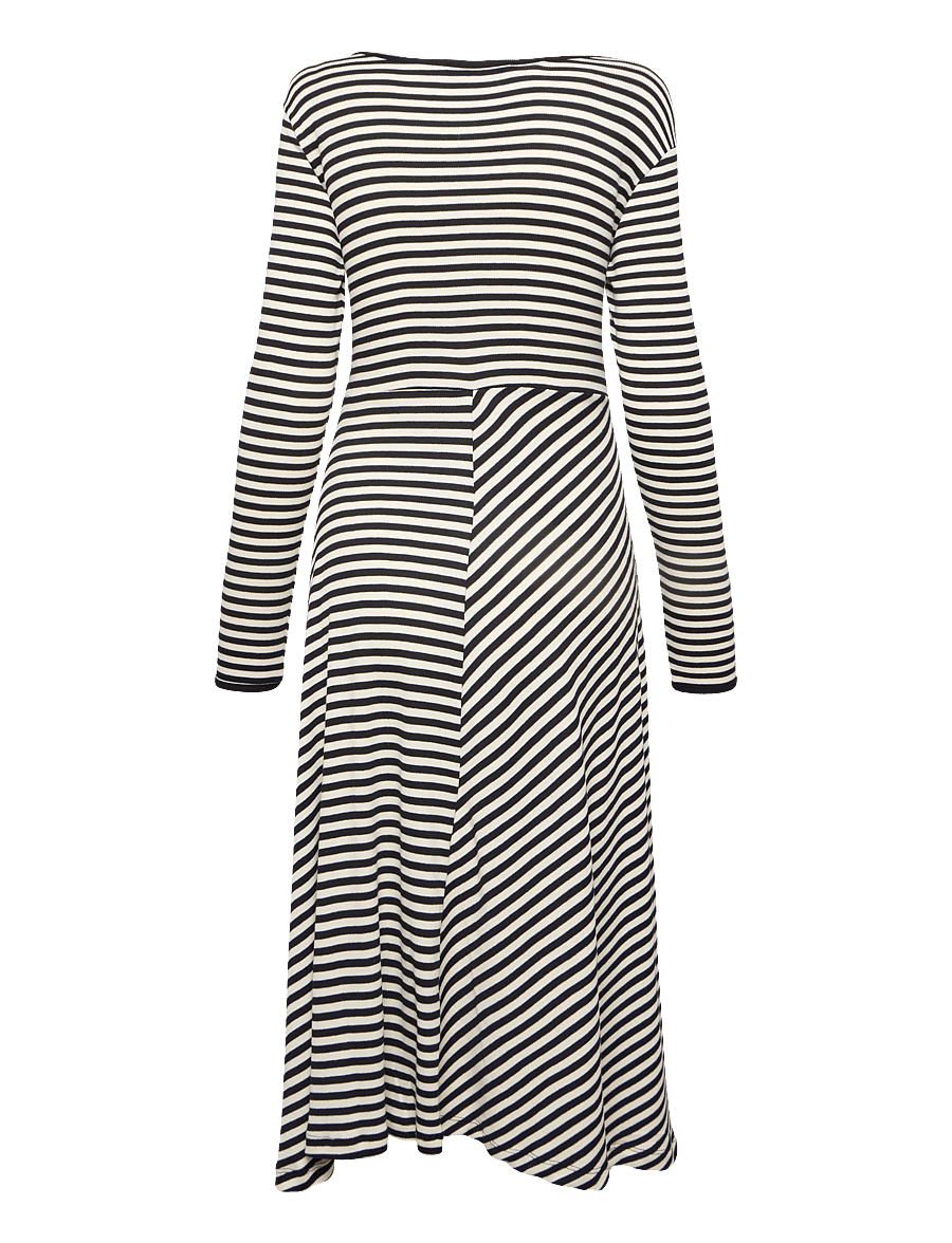 Mads Nørgaard - 2x2 Cotton Stripe Severa Dress - midikleider - black/vanilla ice - 1