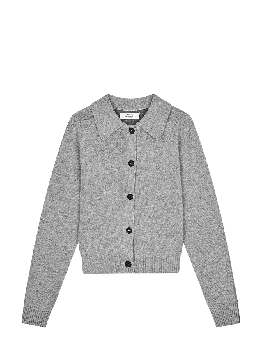 Mads Nørgaard - Yota Knit Katrine Cardigan - koftor - light grey melange/dark grey m - 0
