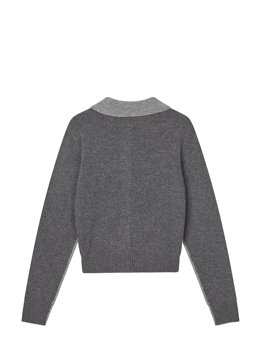 Mads Nørgaard - Yota Knit Katrine Cardigan - koftor - light grey melange/dark grey m - 1