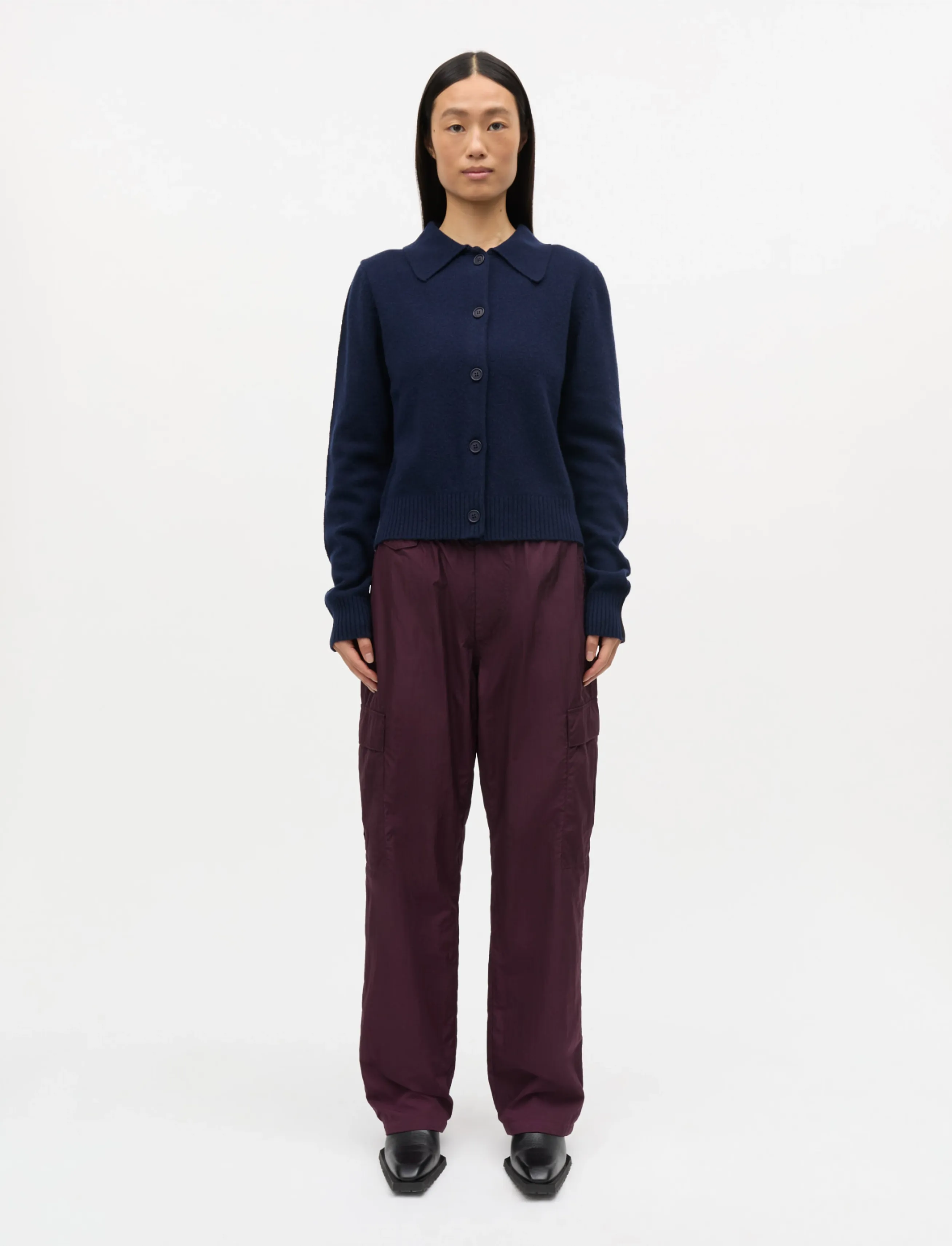 Mads Nørgaard Yota Knit Katrine Cardigan - Mads Nørgaard - PARISIAN NIGHT/BLACK / navy
