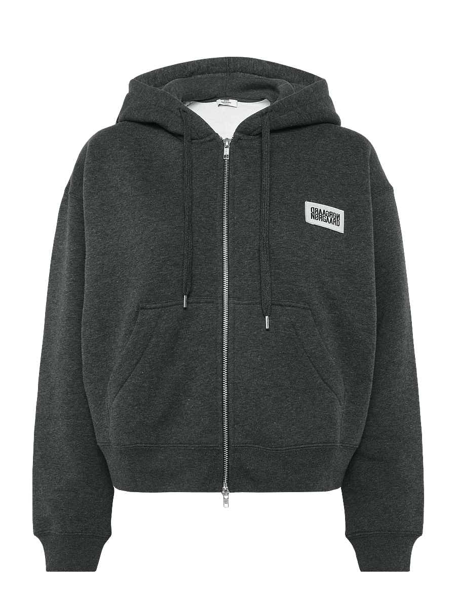 Mads Nørgaard - Standard Bobo Hood Sweatshirt - hoodies - dark grey melange - 1