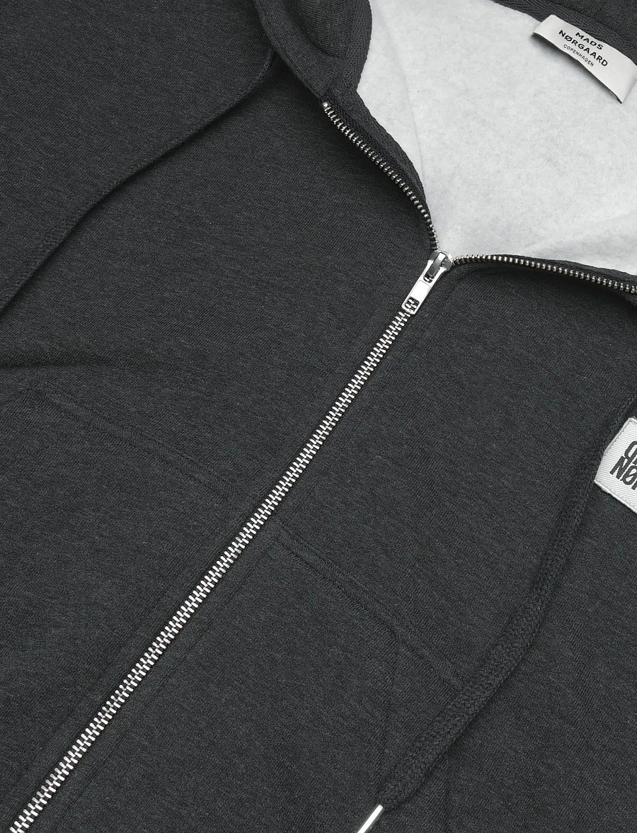 Mads Nørgaard - Standard Bobo Hood Sweatshirt - hoodies - dark grey melange - 4