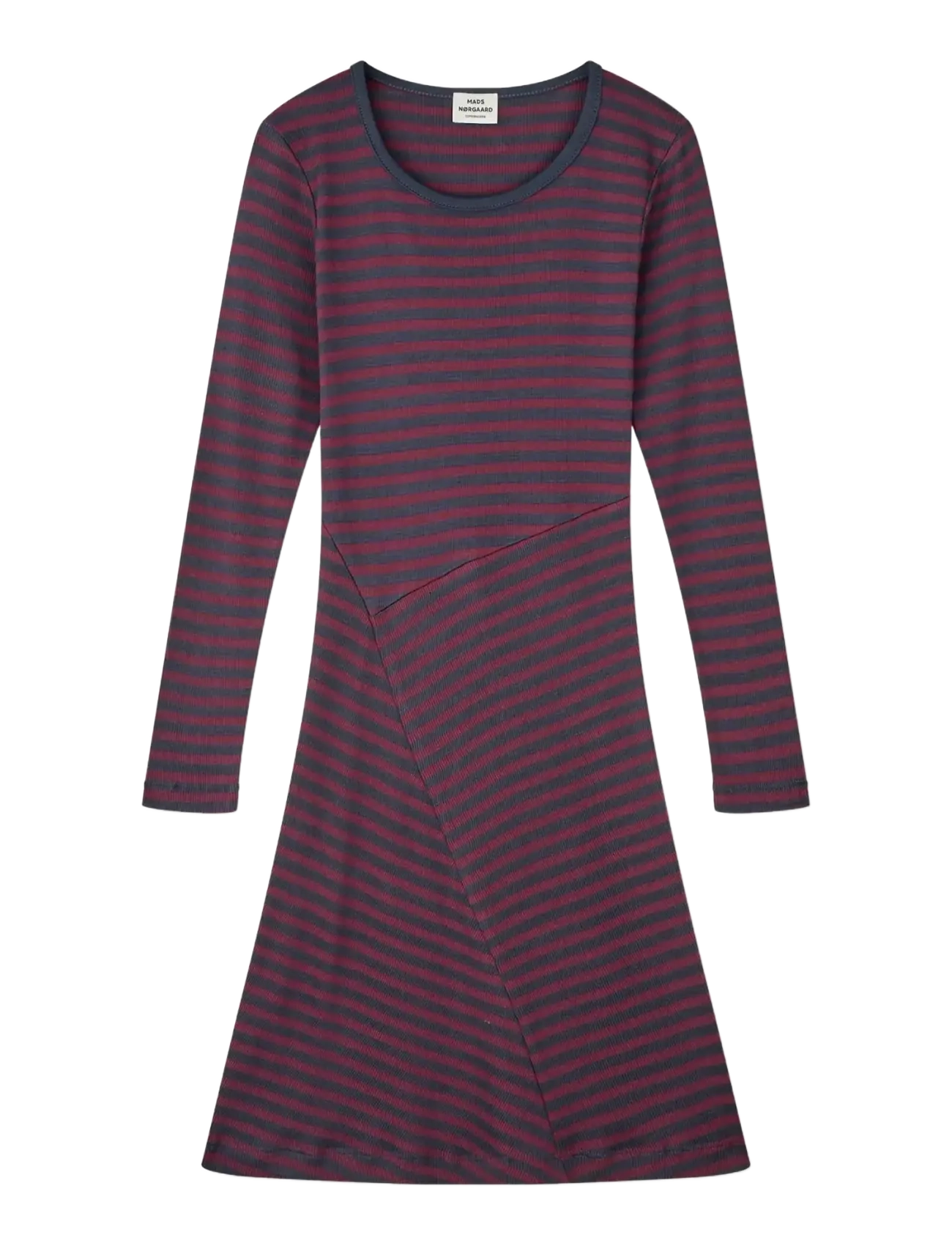 Mads Nørgaard 2x2 Cotton Stripe Cille Dress - Nach Größe einkaufen - SKY CAPTAIN/WINETASTING / burgundy