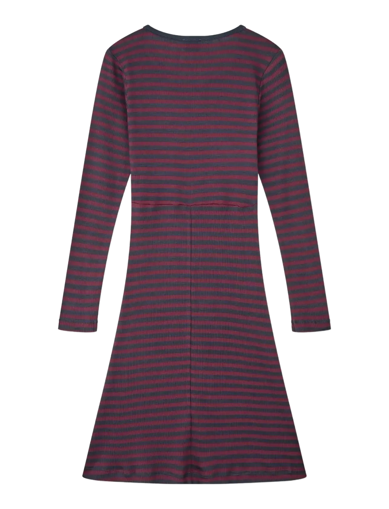Mads Nørgaard - 2x2 Cotton Stripe Cille Dress - langärmelige freizeitkleider - sky captain/winetasting - 1