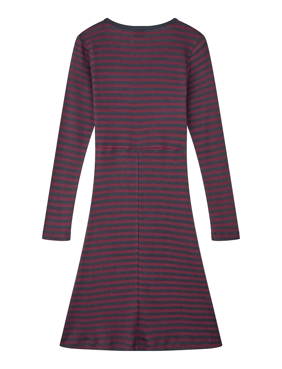 Mads Nørgaard - 2x2 Cotton Stripe Cille Dress - langærmede hverdagskjoler - sky captain/winetasting - 1