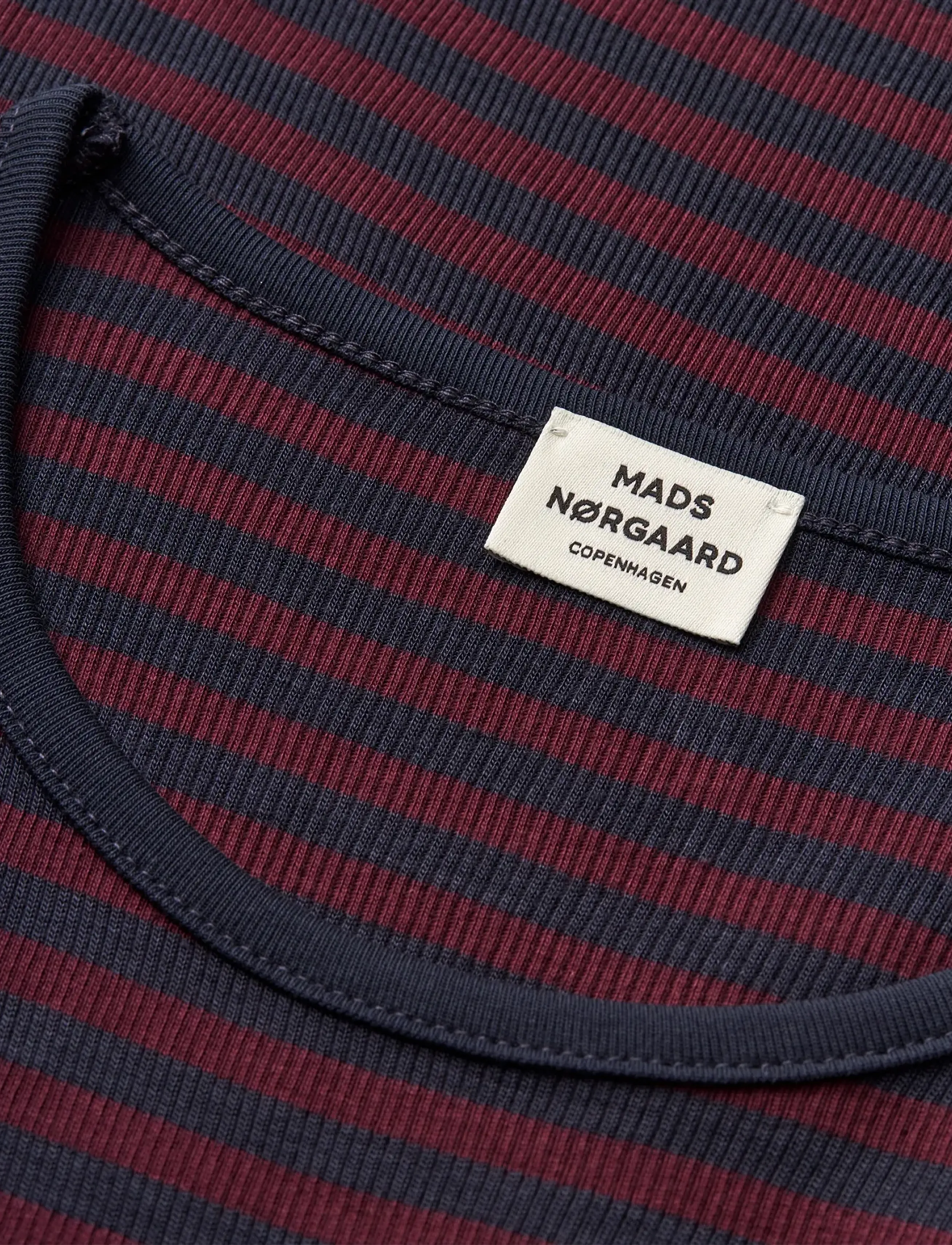 Mads Nørgaard - 2x2 Cotton Stripe Cille Dress - langärmelige freizeitkleider - sky captain/winetasting - 2