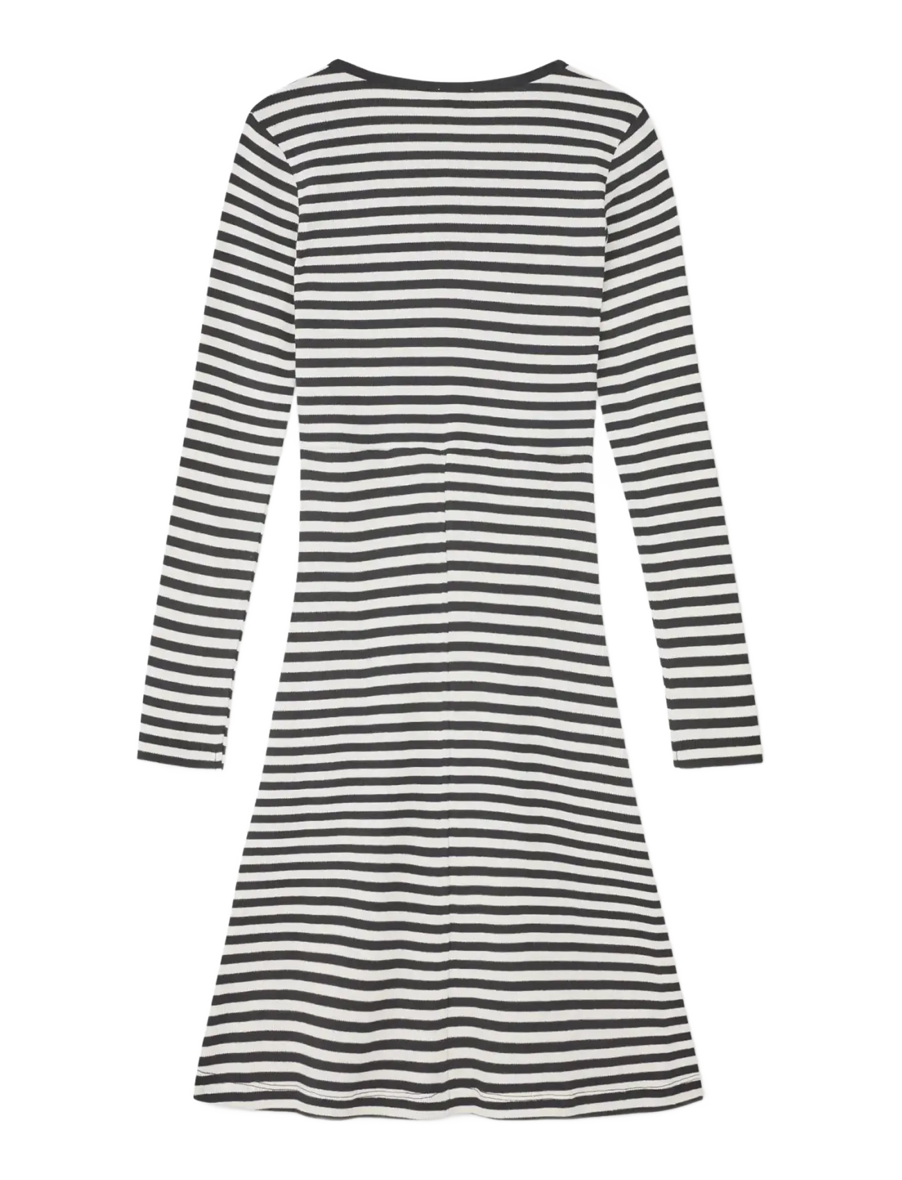 Mads Nørgaard - 2x2 Cotton Stripe Cille Dress - långärmade vardagsklänningar - black/vanilla ice - 1