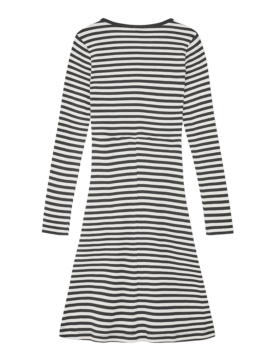 Mads Nørgaard - 2x2 Cotton Stripe Cille Dress - pikkade varrukatega vabaajakleidid - black/vanilla ice - 1