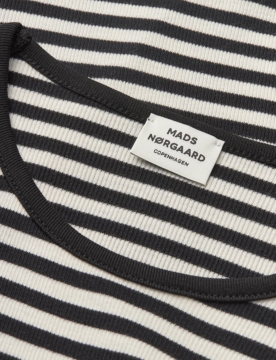 Mads Nørgaard - 2x2 Cotton Stripe Cille Dress - pikkade varrukatega vabaajakleidid - black/vanilla ice - 2