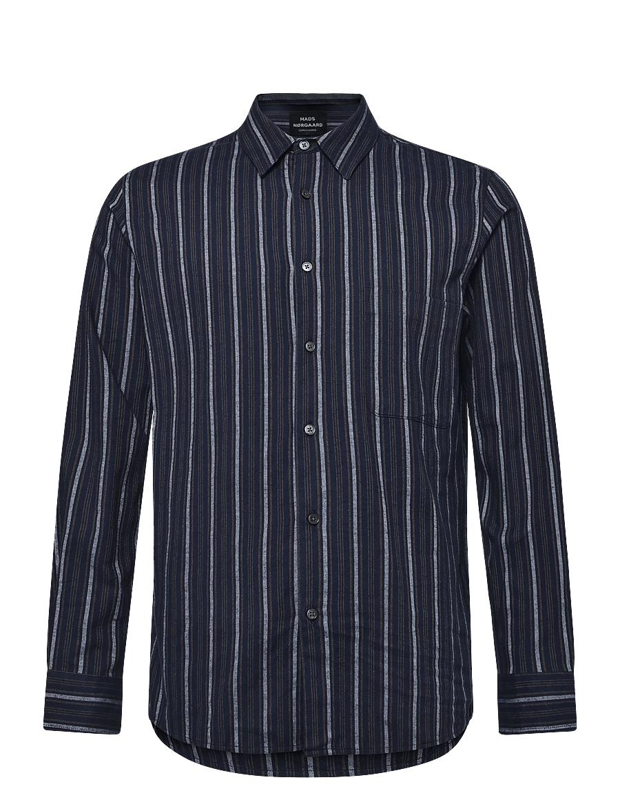 Mads Nørgaard - Flannel Stripe Sune Shirt - flanellskjortor - sky captain/tarmac/cashmere bl - 0