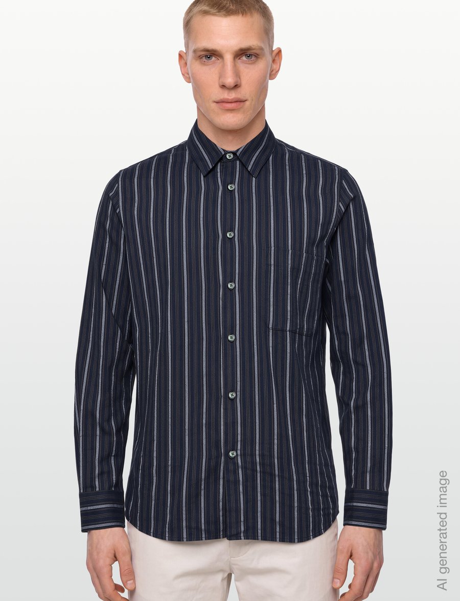 Mads Nørgaard - Flannel Stripe Sune Shirt - flanell-hemden - sky captain/tarmac/cashmere bl - 3