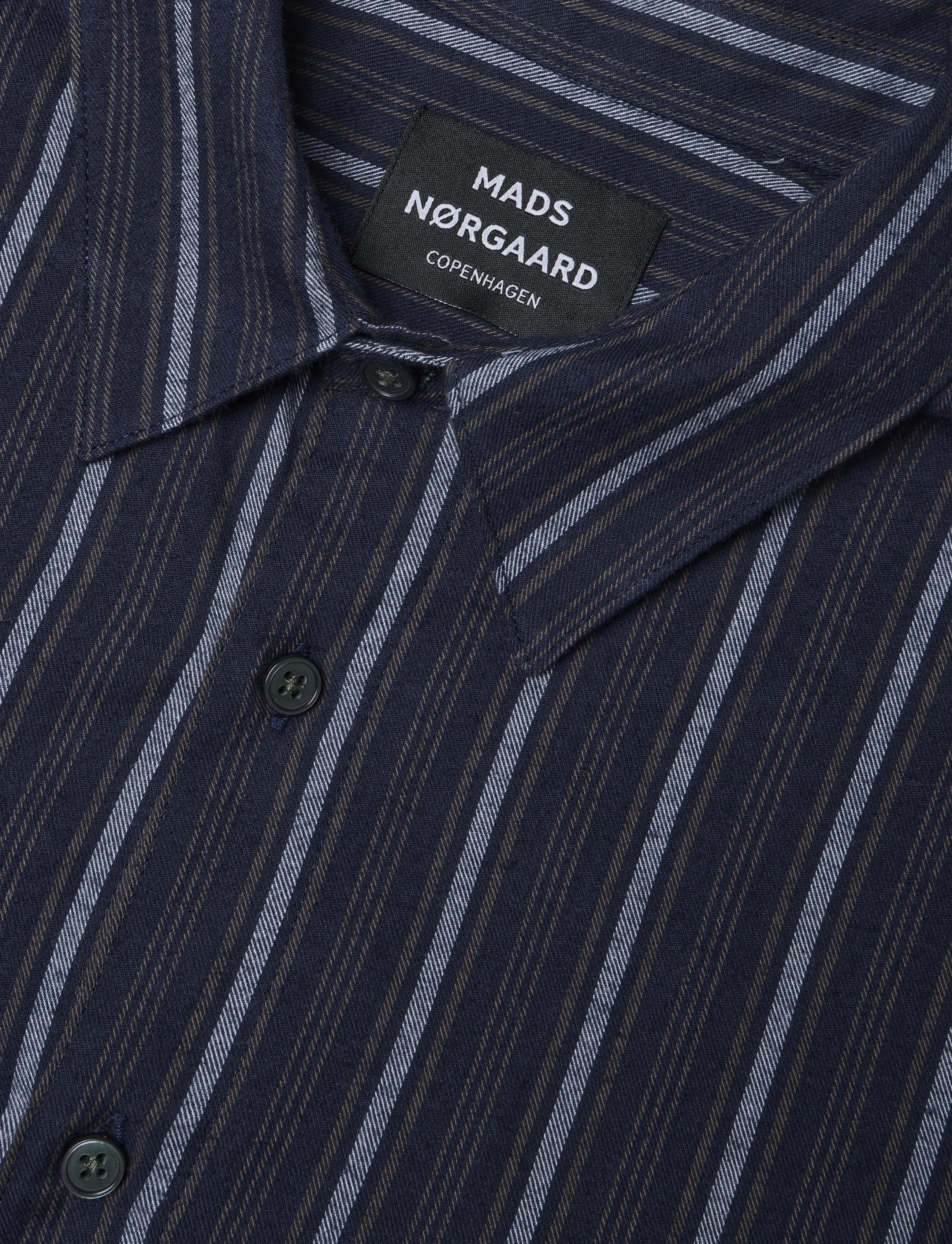 Mads Nørgaard - Flannel Stripe Sune Shirt - flanellskjortor - sky captain/tarmac/cashmere bl - 2