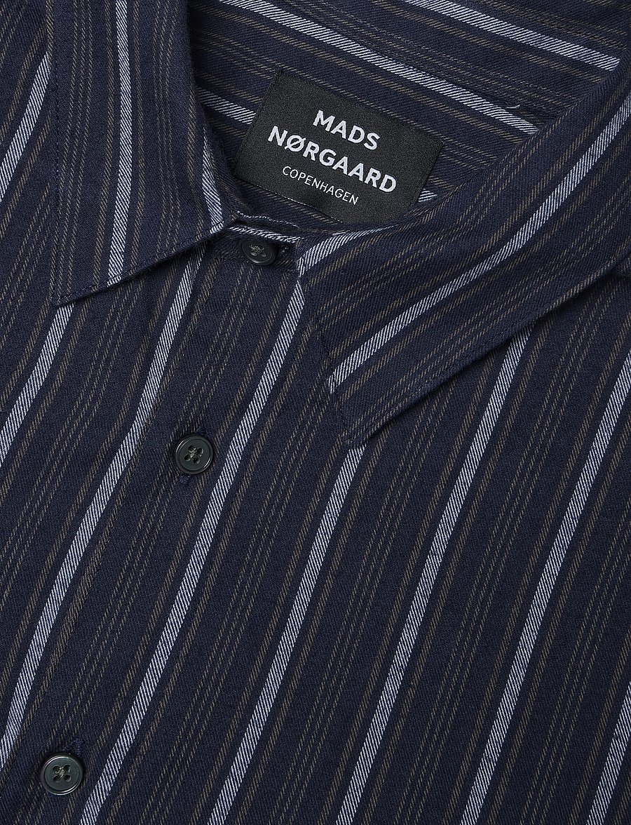 Mads Nørgaard - Flannel Stripe Sune Shirt - flanellskjortor - sky captain/tarmac/cashmere bl - 2