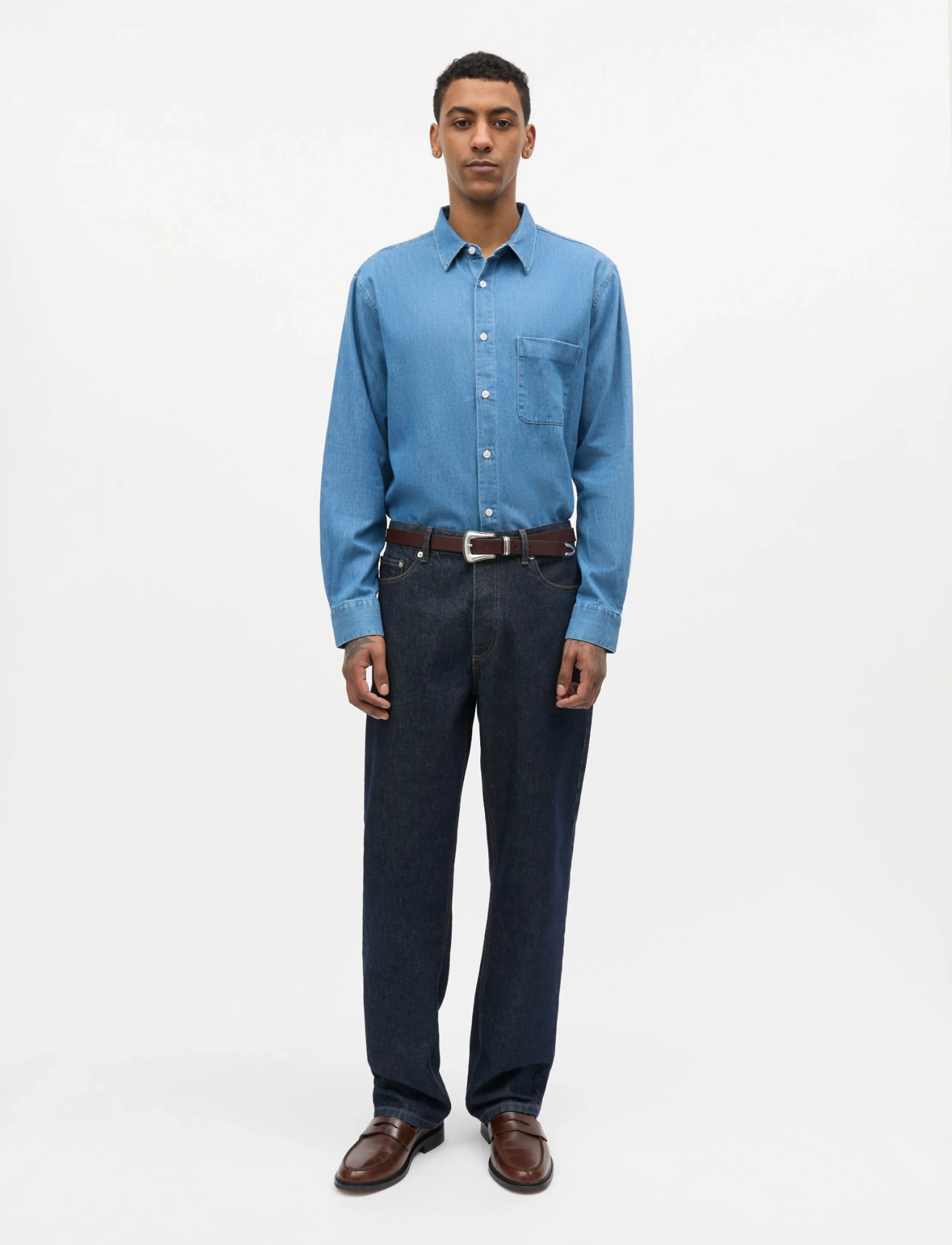 Mads Nørgaard Sky Denim Sune Shirt, XL, Shirts, Blau - Männerswear