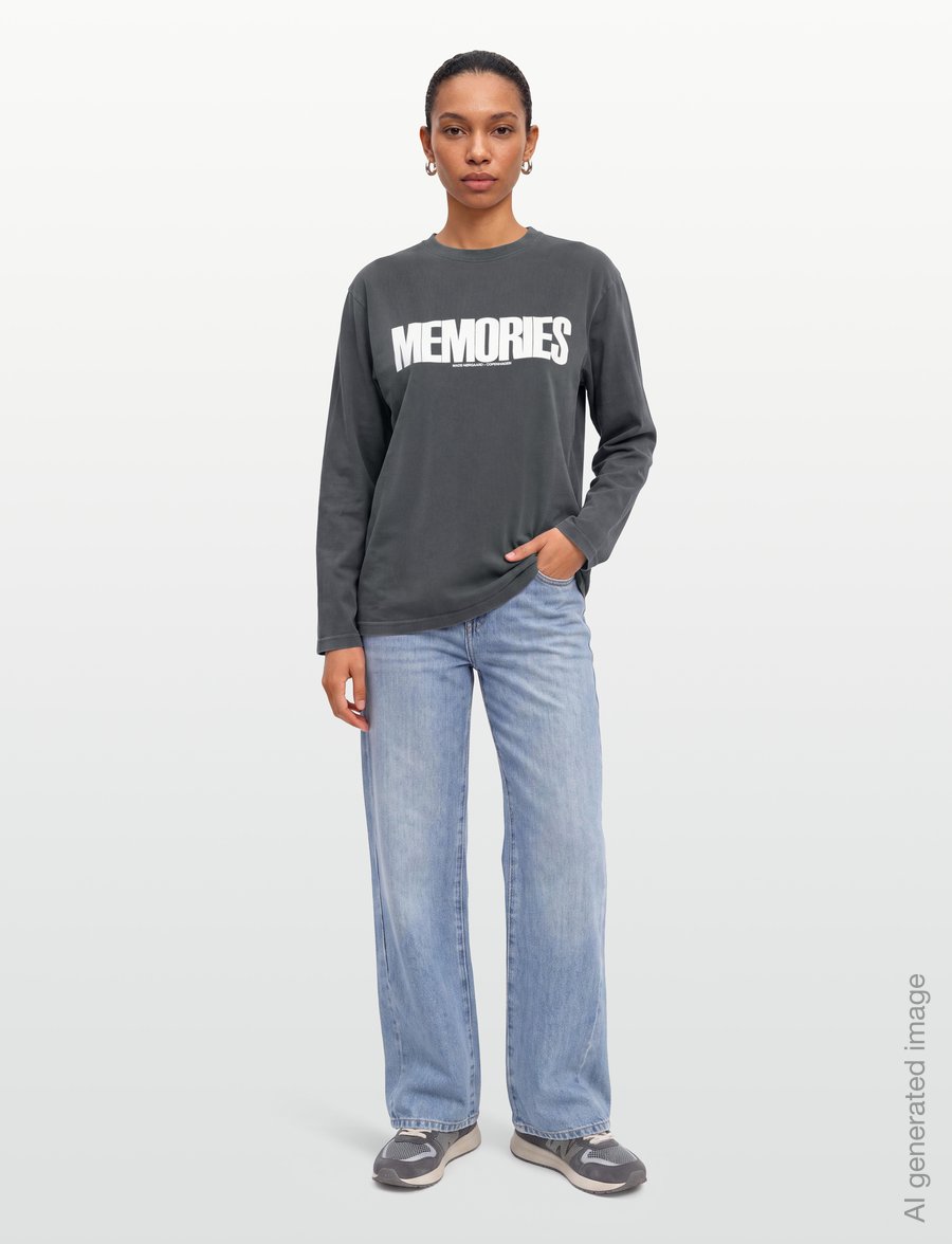 Mads Nørgaard - Cotton Jersey Jerry Tee LS - langärmlige tops - washed black - 0