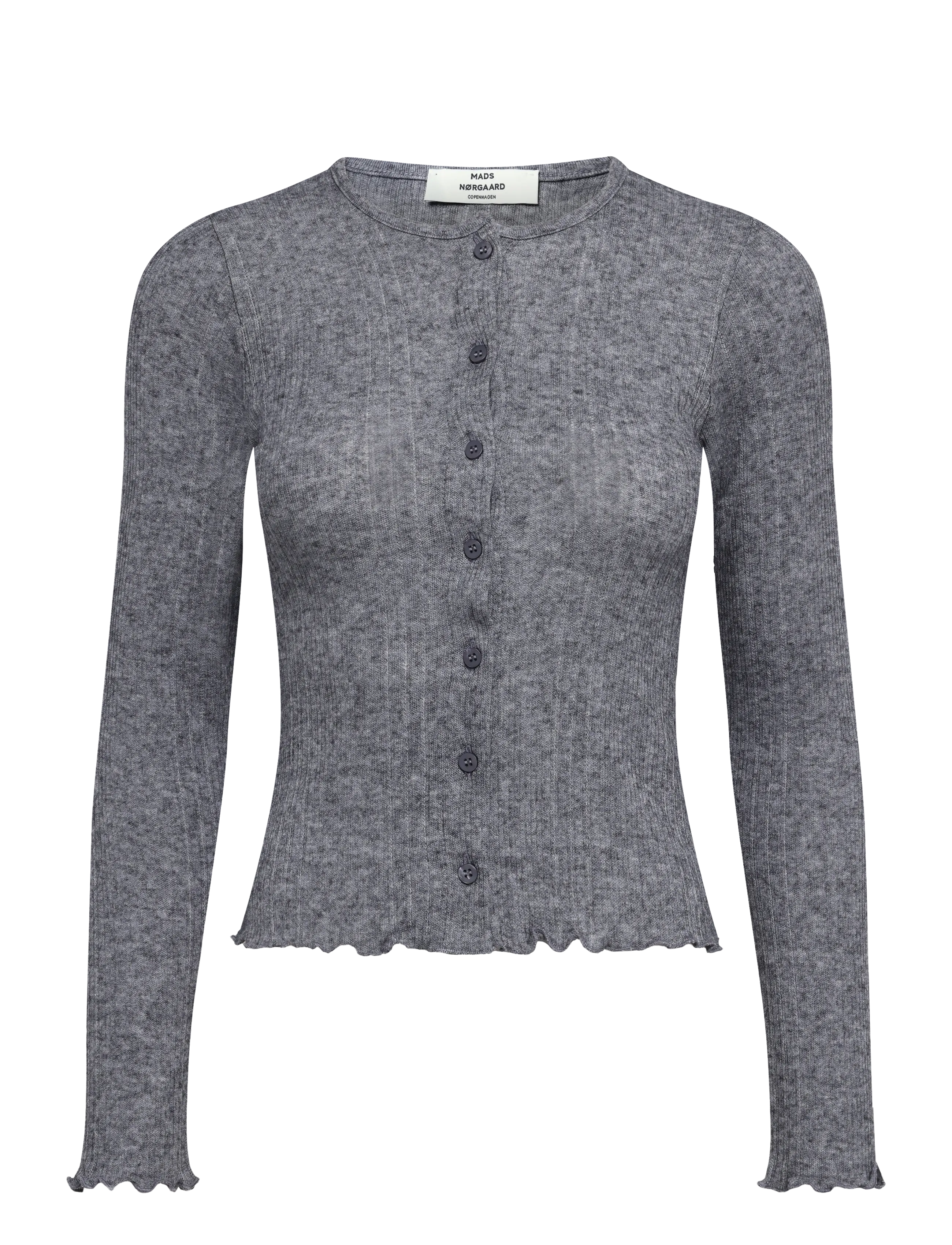 Mads Nørgaard Point Wool Amy Cardigan - Strik - DARK GREY MELANGE / grey