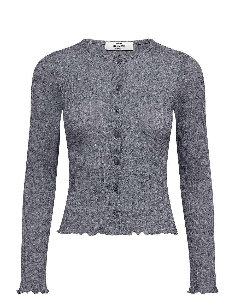 Mads Nørgaard - Point Wool Amy Cardigan - kardiganid - dark grey melange - 0