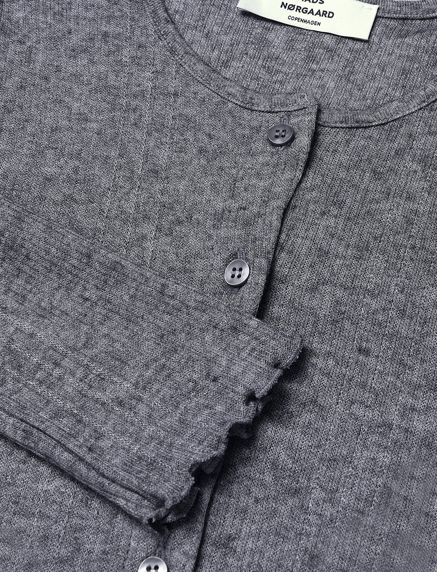 Mads Nørgaard - Point Wool Amy Cardigan - kardiganid - dark grey melange - 2