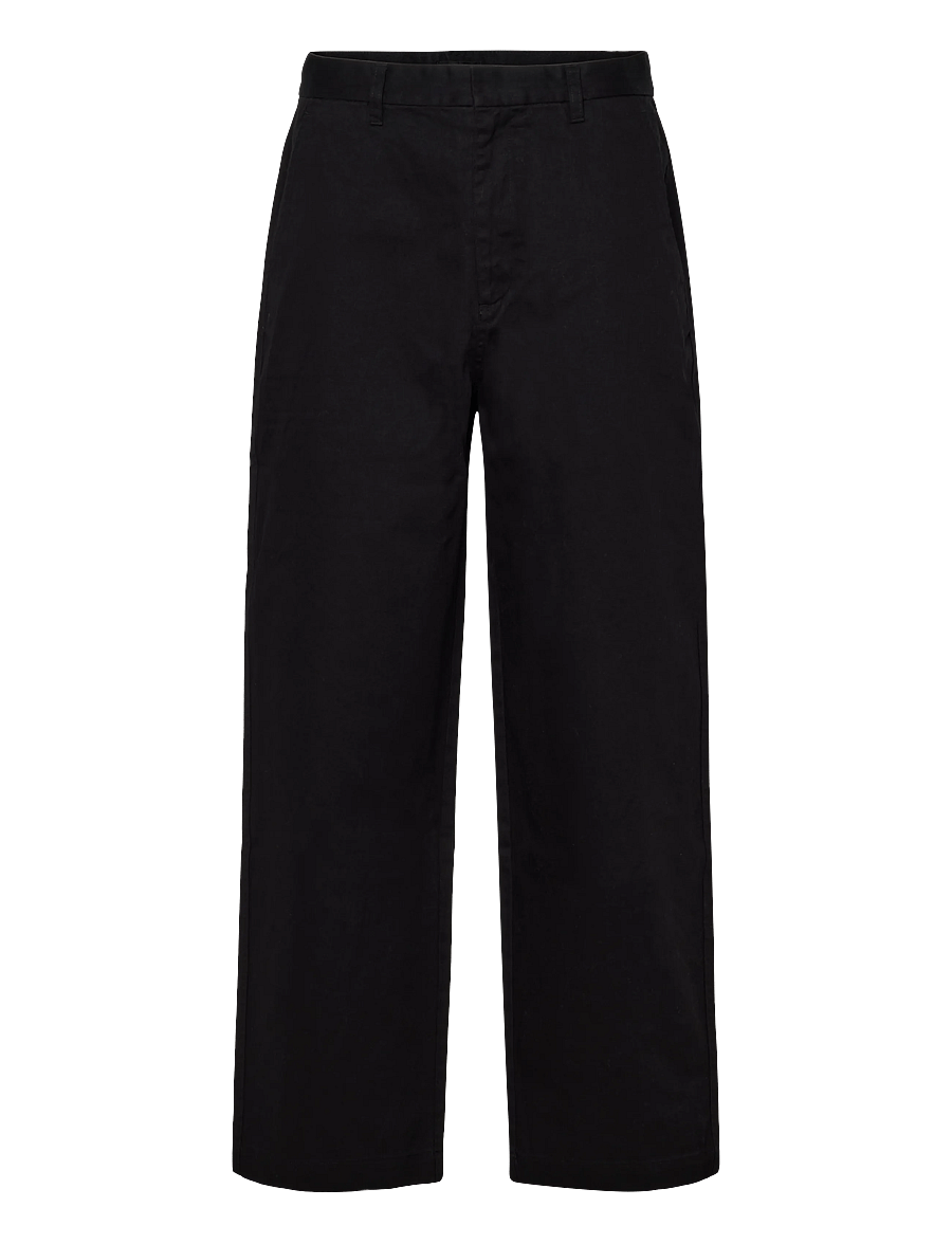 Mads Nørgaard - Cotton Twill Henry Pants - casual bukser - black - 1
