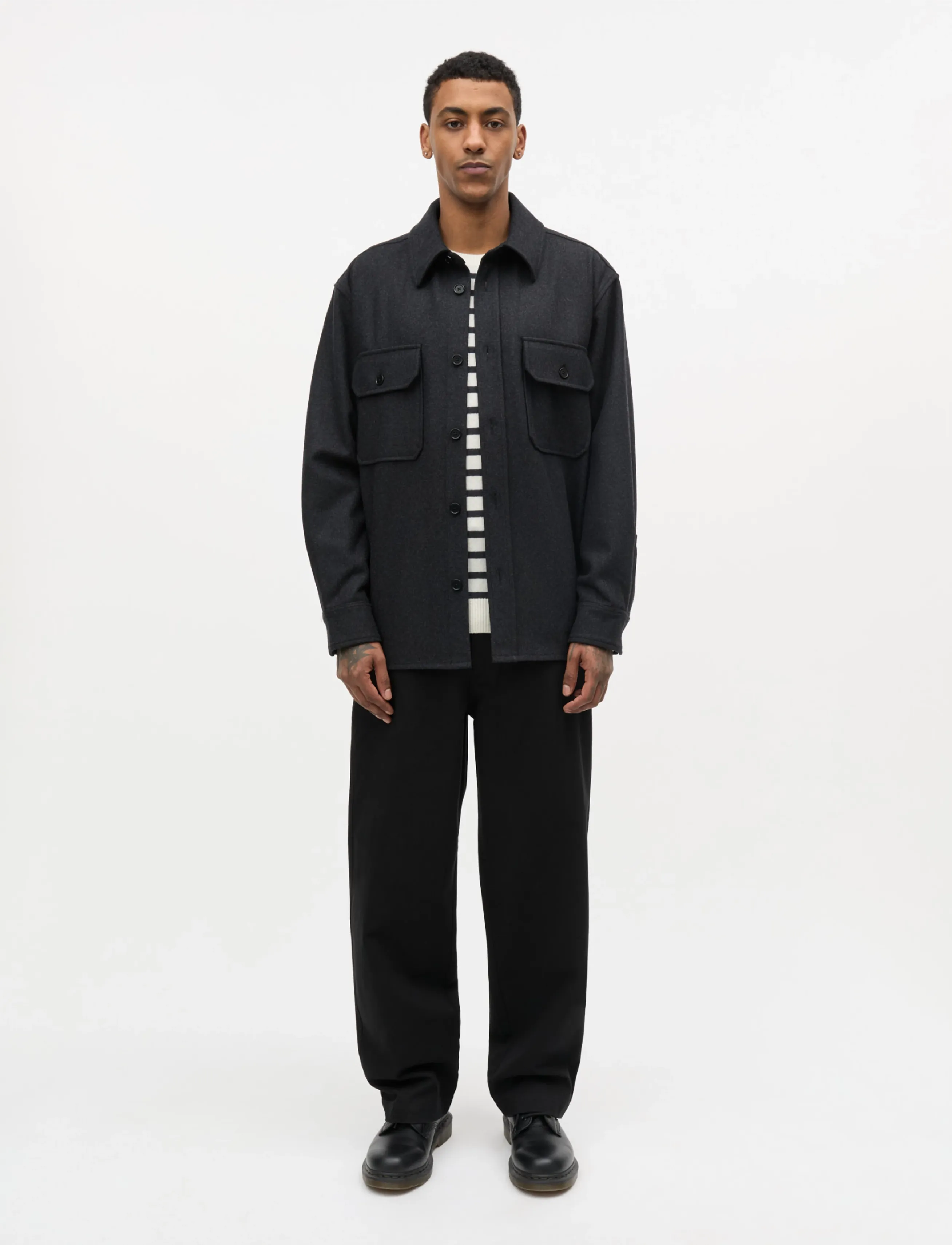 Mads Nørgaard Cotton Twill Henry Pants - Kleidung - BLACK / black
