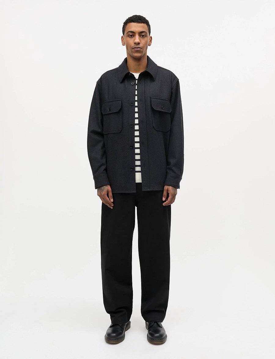 Mads Nørgaard - Cotton Twill Henry Pants - black - 0