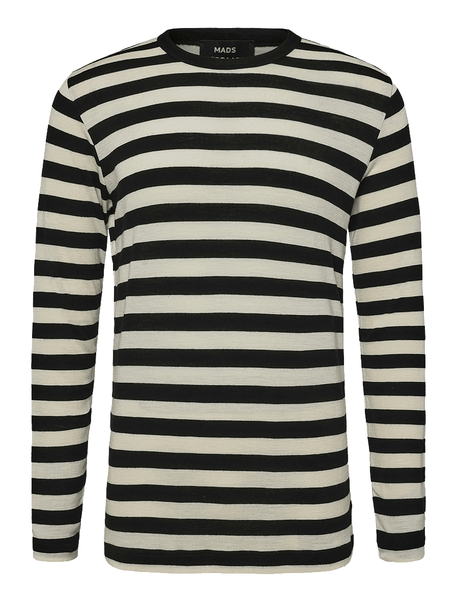 Mads Nørgaard - Fine Wool Tobias Knit - rundhals - black/vanilla ice - 1