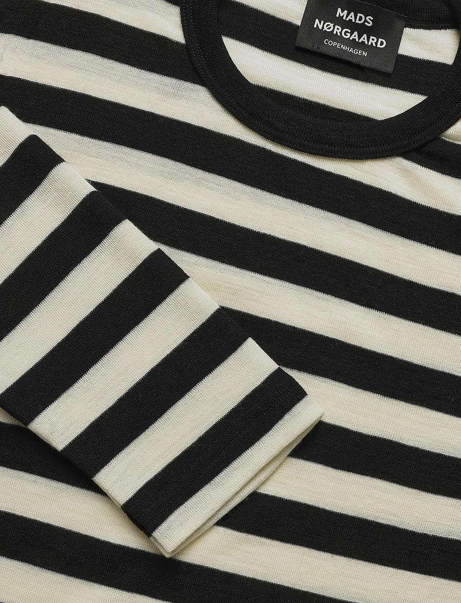 Mads Nørgaard - Fine Wool Tobias Knit - rundhals - black/vanilla ice - 4