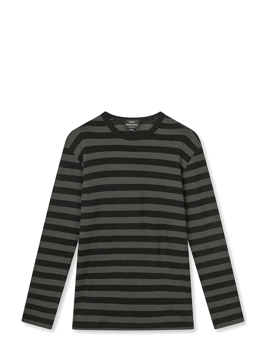 Mads Nørgaard - Fine Wool Tobias Knit - rundhalsad - tarmac/black st. - 0