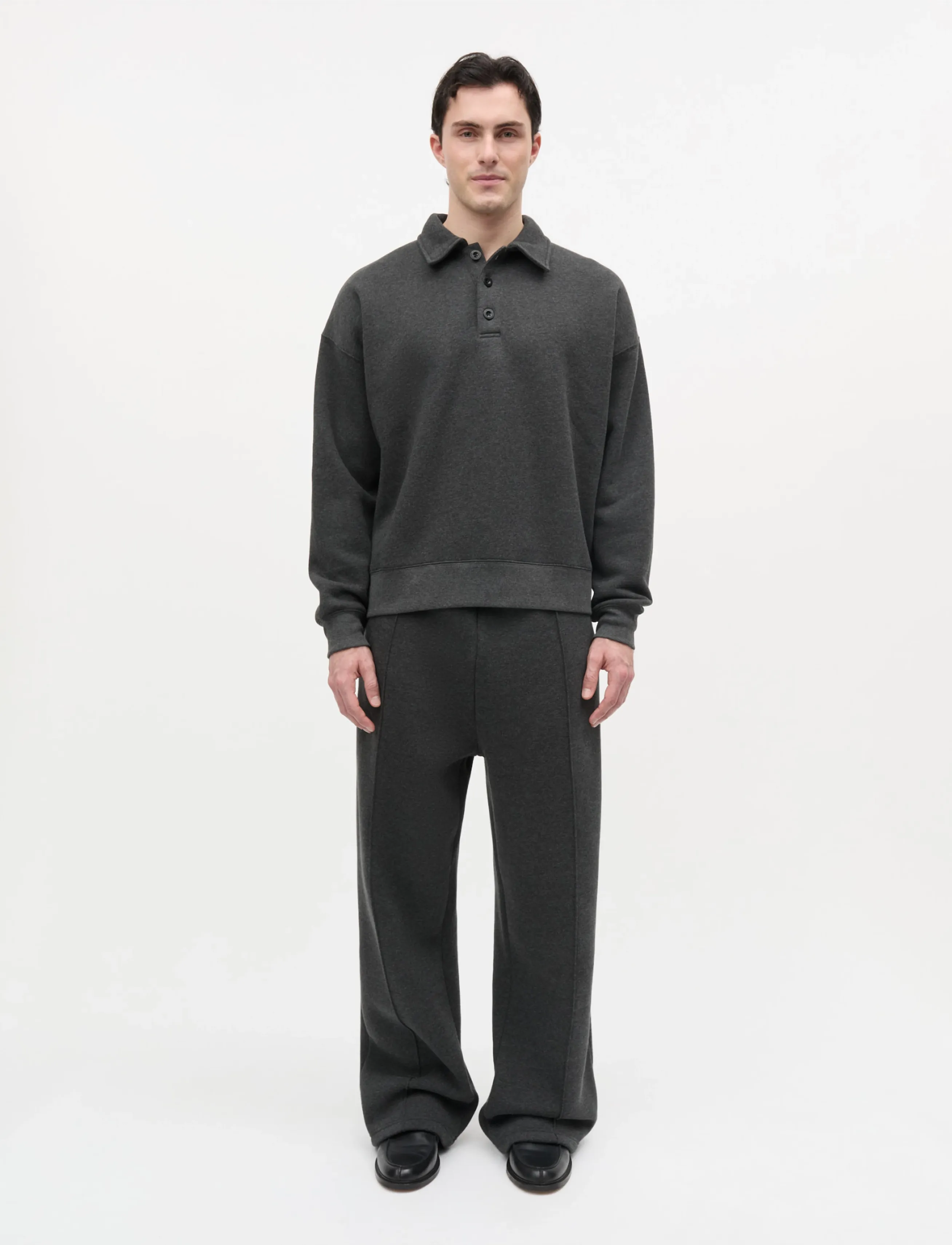 Mads Nørgaard Standard Bram Polo Sweat - Strickmode - DARK GREY MELANGE / grey