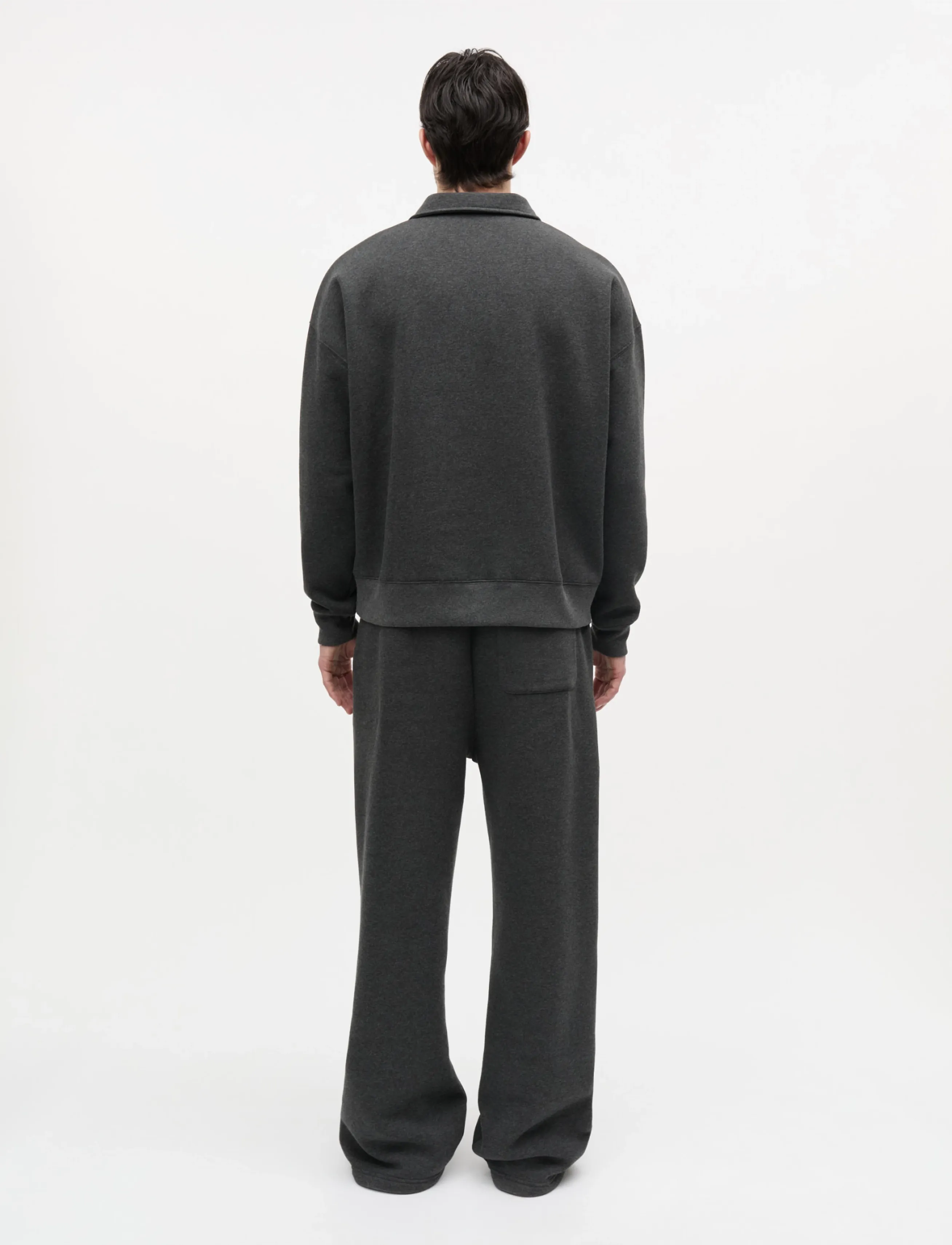 Mads Nørgaard - Standard Bram Polo Sweat - langärmelige strick-polohemden - dark grey melange - 2