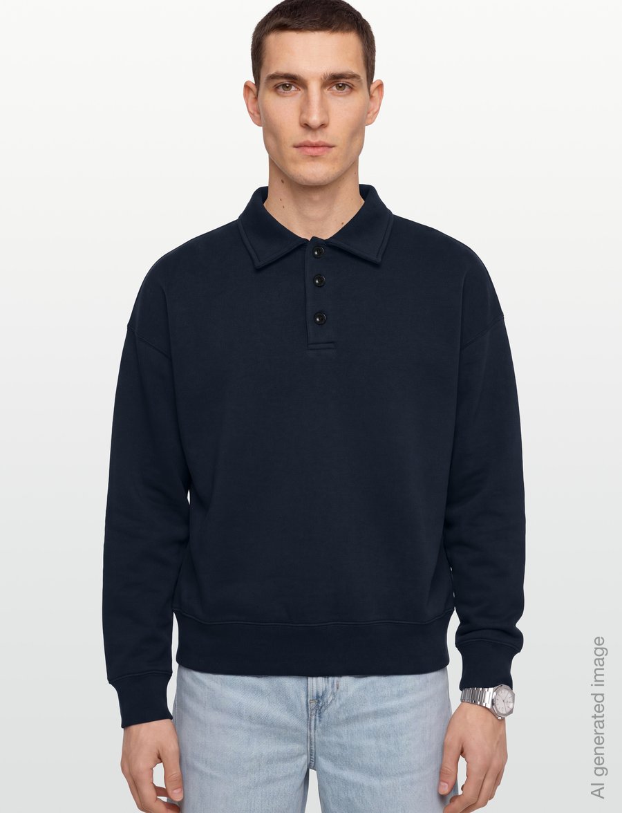Mads Nørgaard - Standard Bram Polo Sweat - polos à manches longues - sky captain - 3