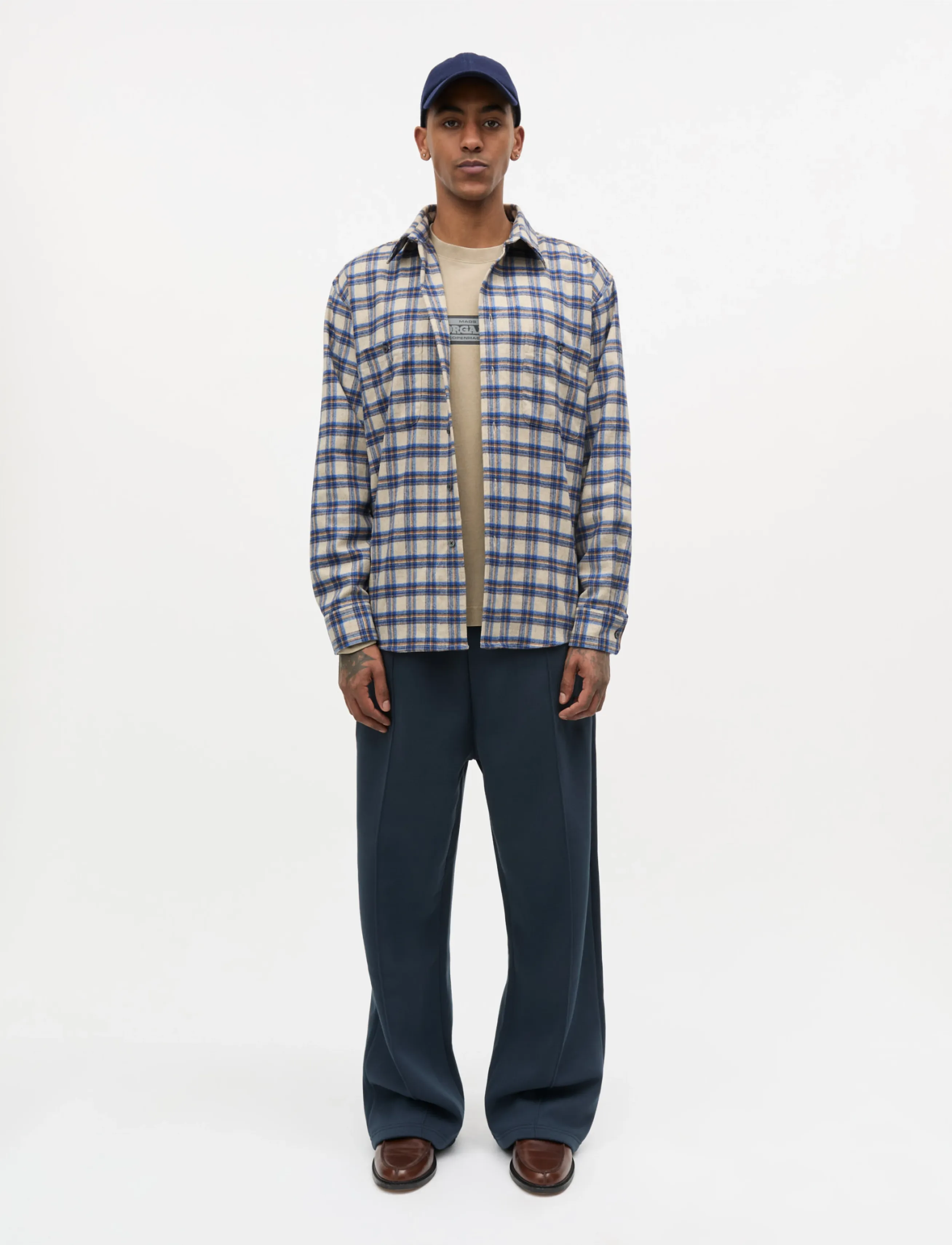 Mads Nørgaard Italian Wool Marcel Loto Shirt - Flannel-skjorter - OVERLAND TREK CH. / navy
