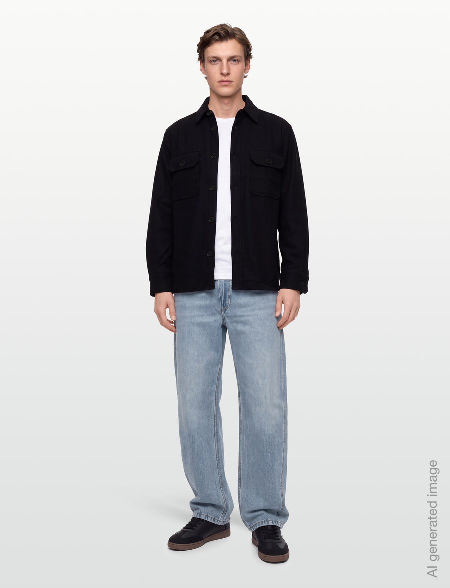 Mads Nørgaard - Felted Wool August Work Shirt - shop by occasion - charcoal melange - 0