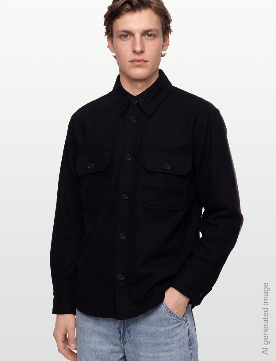 Mads Nørgaard - Felted Wool August Work Shirt - shop by occasion - charcoal melange - 3