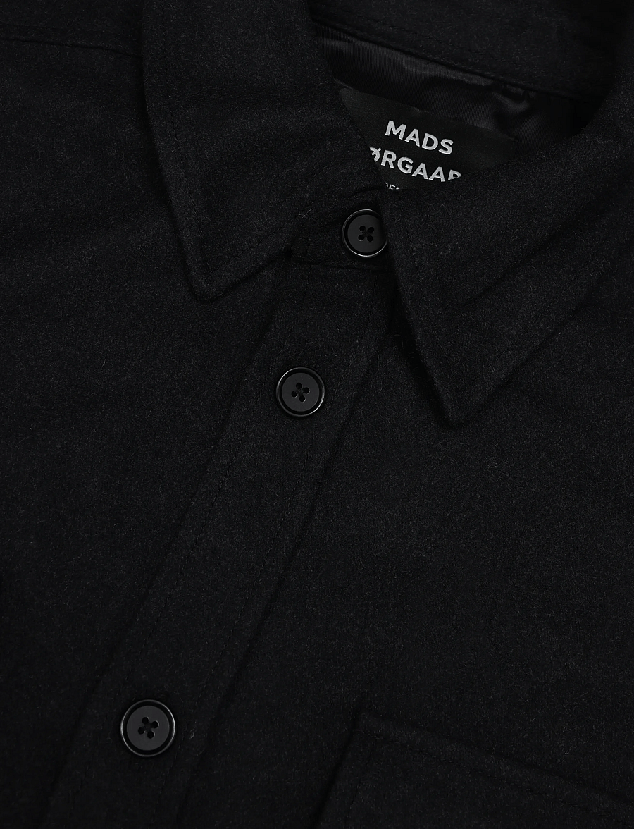 Mads Nørgaard - Felted Wool August Work Shirt - osta olukorra järgi - charcoal melange - 2