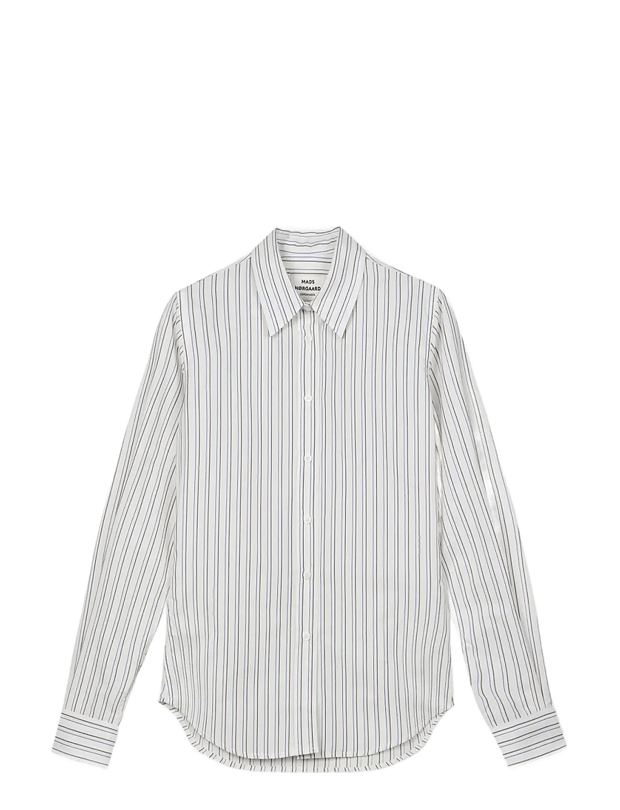 Mads Nørgaard - Cohen Poplin Shady Shirt - pikkade varrukatega särgid - snow white/winetasting - 0