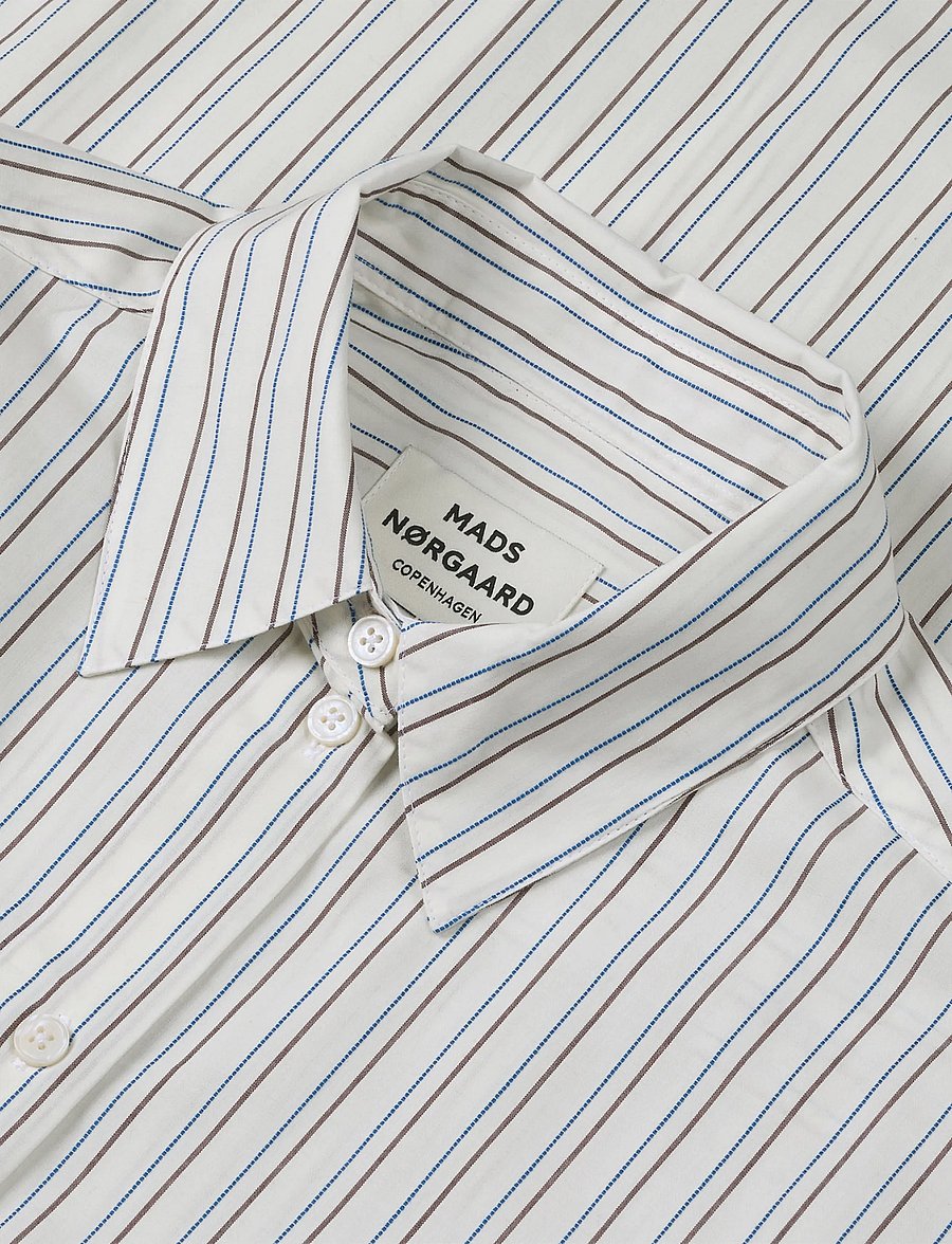 Mads Nørgaard - Cohen Poplin Shady Shirt - pikkade varrukatega särgid - snow white/winetasting - 1