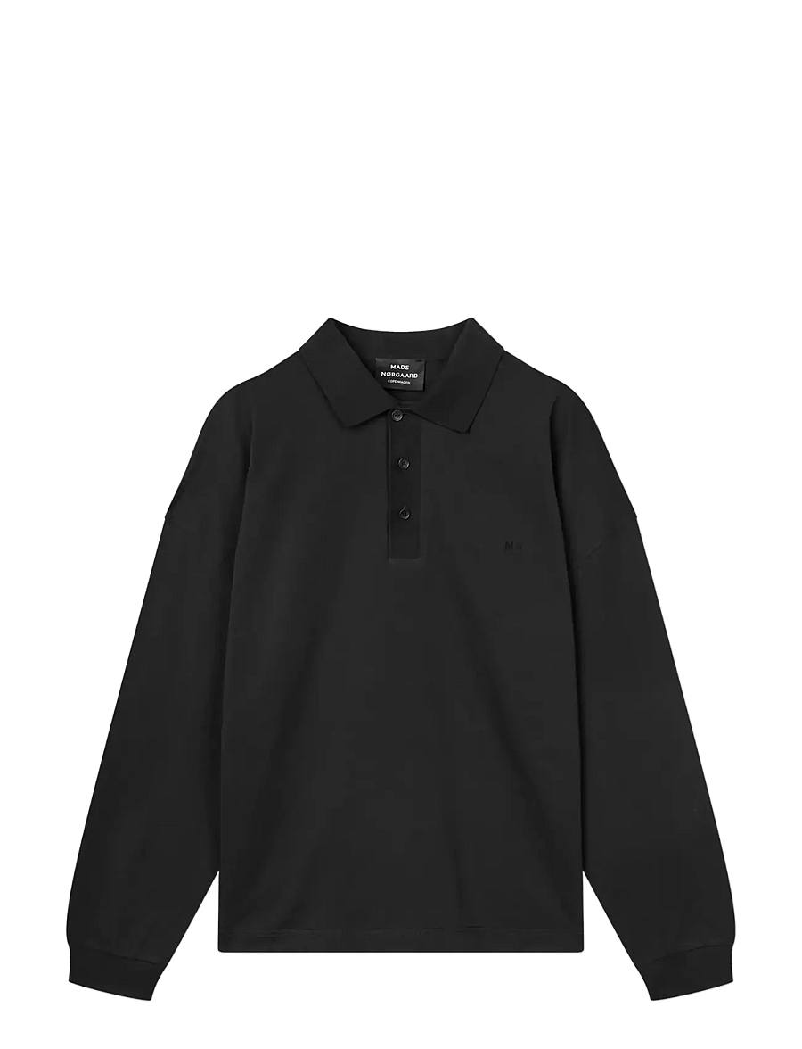 Mads Nørgaard - Light Terry Polo Sweat - sweatshirts - black - 0