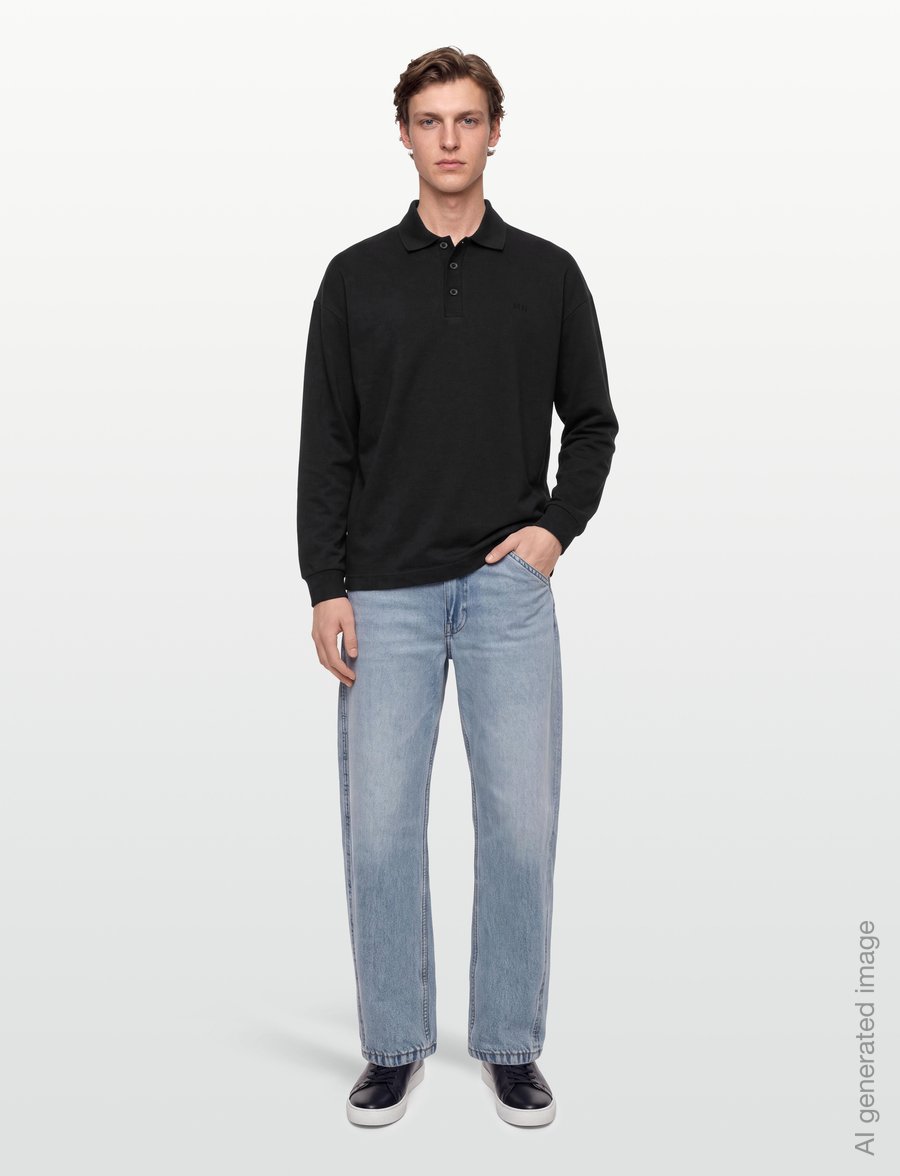 Mads Nørgaard - Light Terry Polo Sweat - shoppa efter tillfälle - black - 0