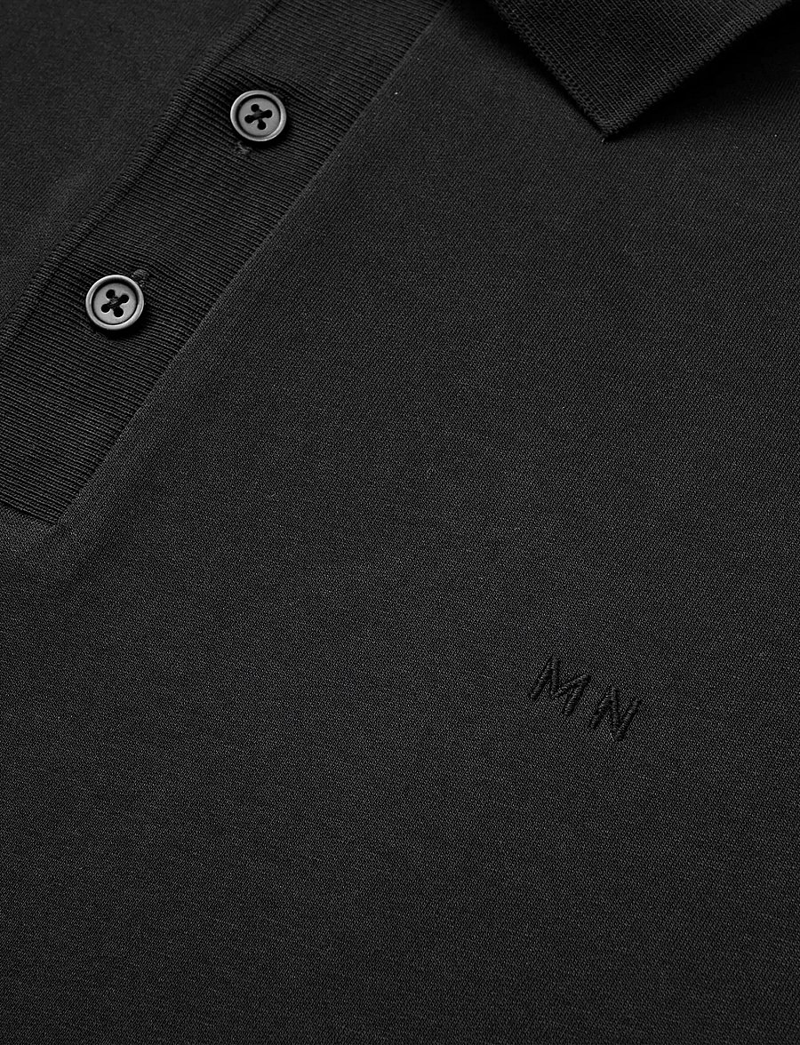 Mads Nørgaard - Light Terry Polo Sweat - sweatshirts - black - 1