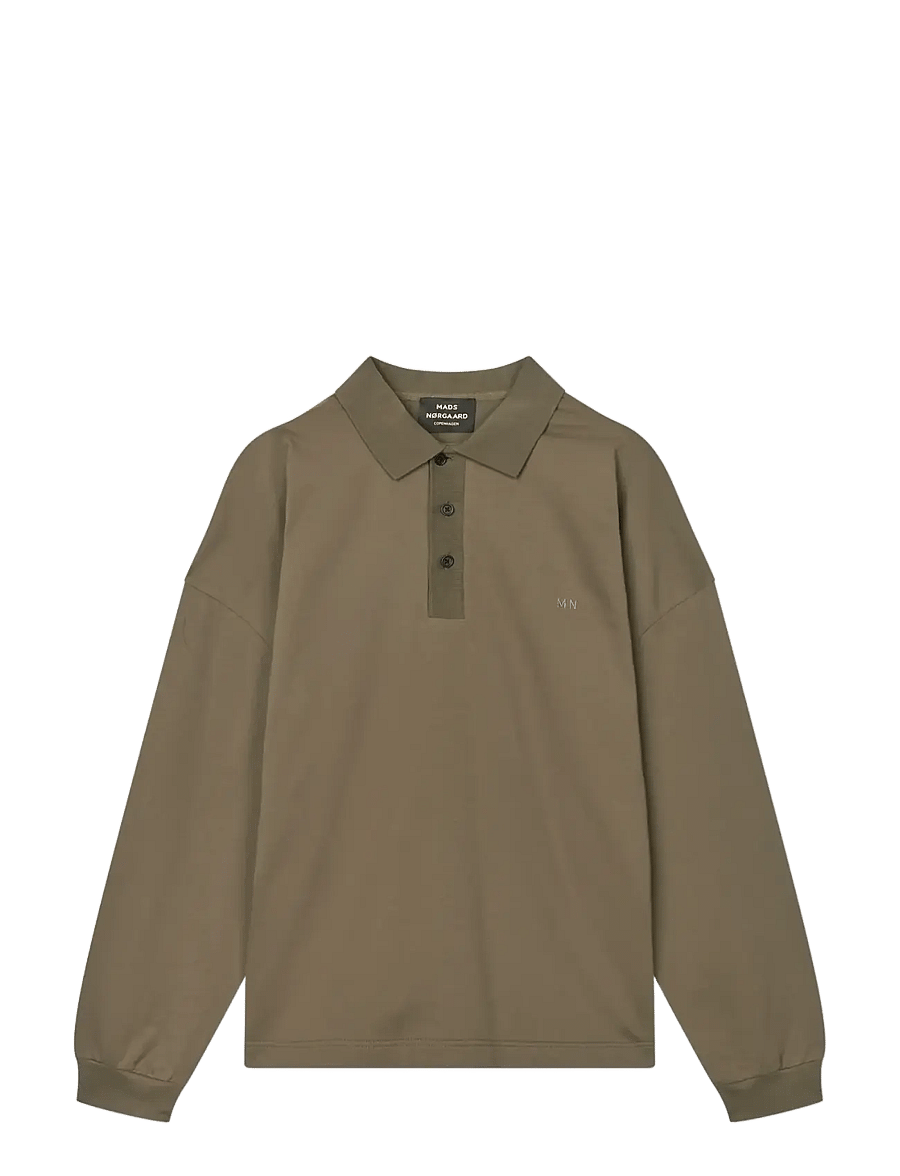 Mads Nørgaard - Light Terry Polo Sweat - sweatshirts - tarmac - 0