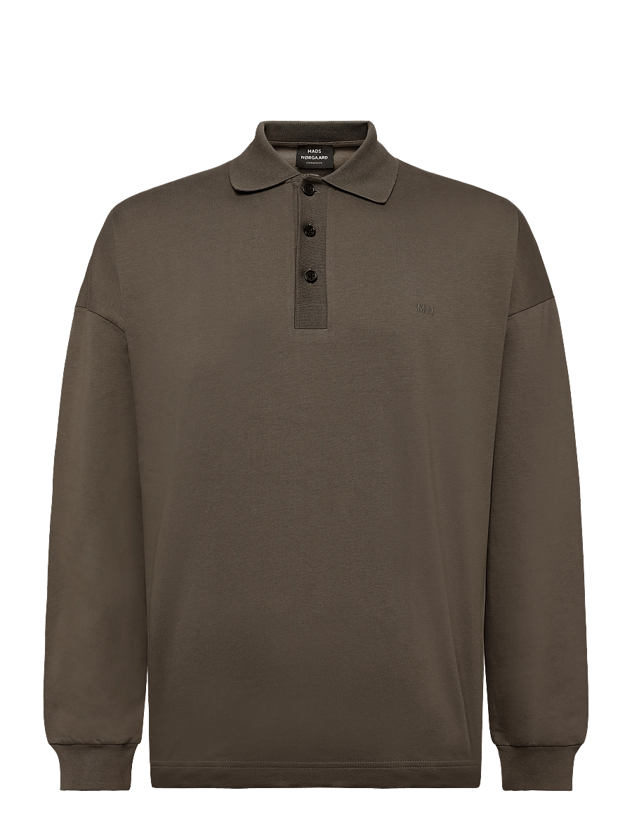 Mads Nørgaard - Light Terry Polo Sweat - collegepaidat - tarmac - 0
