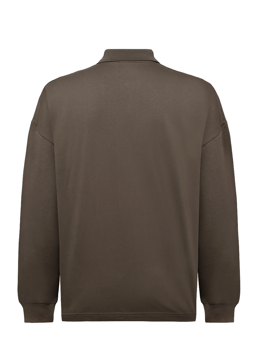 Mads Nørgaard - Light Terry Polo Sweat - collegepaidat - tarmac - 1