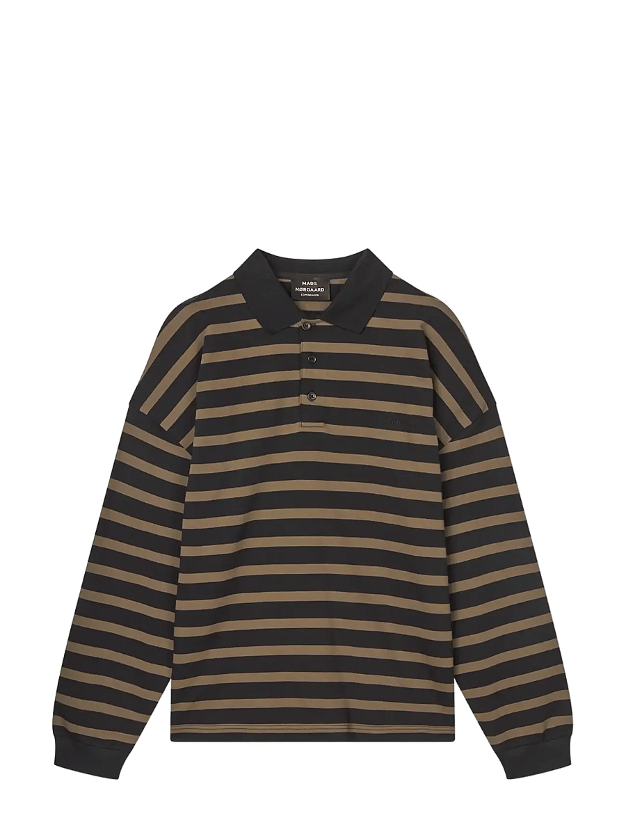 Mads Nørgaard - Light Terry Polo Sweat ST. - sweatshirts - tarmac/black st. - 0