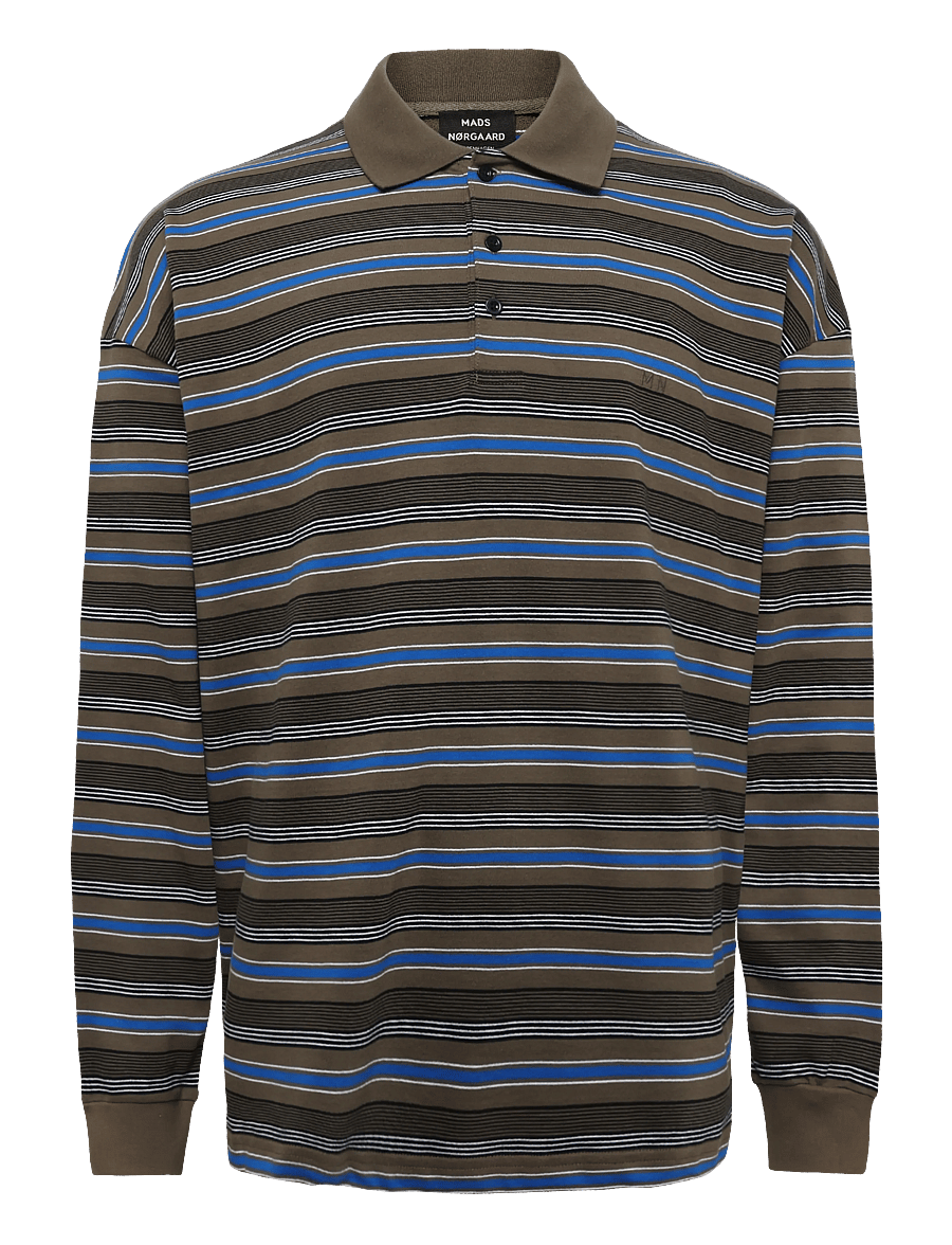 Mads Nørgaard - Light Terry Polo Sweat ST. - sweatshirts - tarmac multi st. - 1